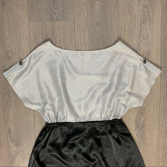 Revolve Mink Pink Women's Satin Mini Dress Stripes Short Sleeve Black White S - Picture 14 of 16